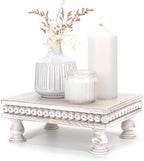 EOSAHR Wood Riser with Beaded: Pedestal Stand for Room Decor, Dark Natural by EOSAHR