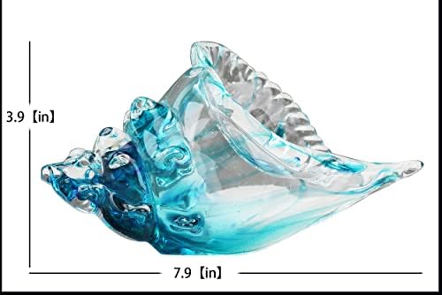 Hand-blown glass conch sculpture, modern green sea glass art decorative conch statue, coastal decor shell sculpture, suitable for living room TV cabinets, offices, shelf decorations and ornaments. - Image 6
