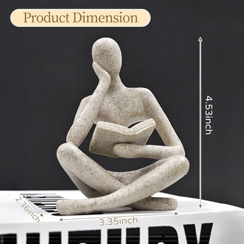UTTCMK Abstract Art Thinker Statue - Reading Thinker Sculpture Figurine, Modern Home Decoration for Living Room Office Shelves Coffee Table Desk Decor (Black) - Image 2