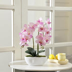 Large Artificial Orchid Arrangement in Oval Ribbed Ceramic Pot, Pink Shades - Image 4