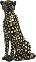 Quoowiit Leopard Sculptures for Home Decor, Modern Sculptures Decorations for Living Room, Bedroom, Table, Bookshelf, Black Resin Leopard Art Decorative Sculpture with Gold Polka Dots Design-Black by Quoowiit