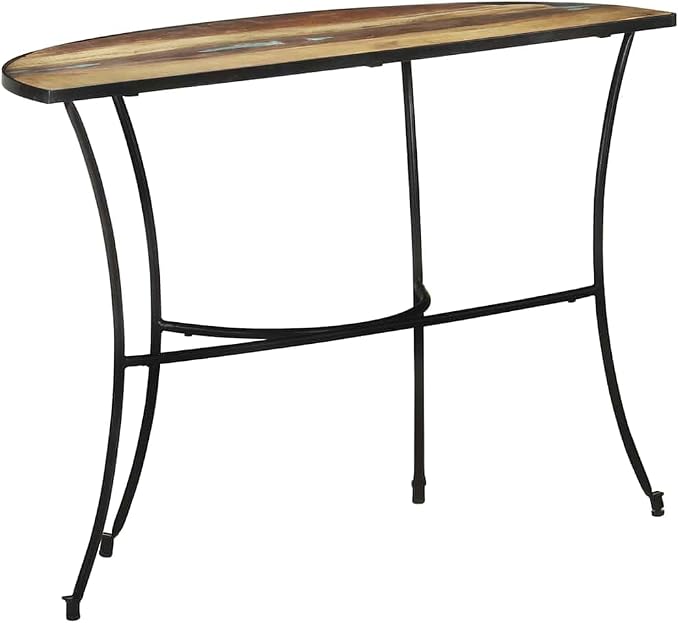 Solid Reclaimed Wood Side Table, Mixed Color Finish, 15.7x43.3x30.3 Inch Console - Image 5