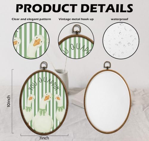 You Quappin' Funny Duck Wall Art, Green Stripe Oval Wall Decor, Waterproof - Image 2