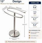 Brushed Nickel Hand Towel Holder Stand,13 Inch Tall Free-Standing Towel Rack, SUS304 Stainless Steel Towel Bar Rack Stand, Tower Bar for Bathroom Kitchen Vanity Countertop… - Image 3