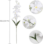 White Orchids Artificial Flowers 10 PCS Fake Orchid Silk Flowers 27" Faux Orchid Artificial Orchid for Wedding Dinning Home Restaurant Decoratiyon(White) - Image 4