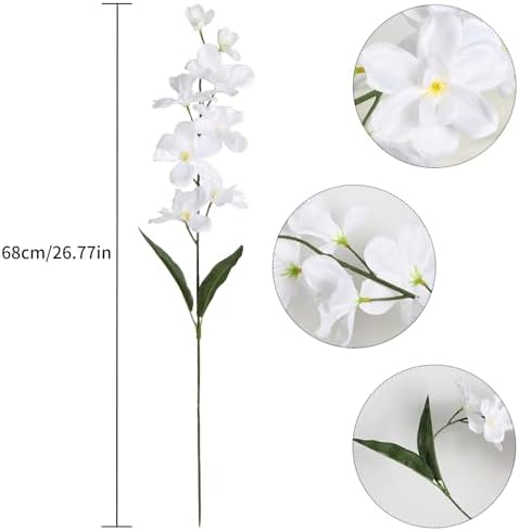 White Orchids Artificial Flowers 10 PCS Fake Orchid Silk Flowers 27" Faux Orchid Artificial Orchid for Wedding Dinning Home Restaurant Decoratiyon(White) - Image 4