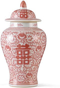 11″ Red & White Ginger Jar with Lid Chinoiserie Double Happiness by ChangSong