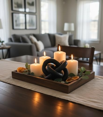 Wood Knot Chain Link Decor, 3 Link Boho Wooden Hand Carved Decorative, Handcrafted for for Coffee Table Entryway Modern Farmhouse Shelf Decoration (Black) - Image 6