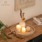 Hanobe Round Decorative Tray for Coffee Table Decor, Weathered White Finish - Image 3