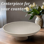 LIN CHUAN Large Decorative Bowl, Resin Pedestal Fruit Bowl, Beige - Image 2