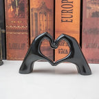 Small Heart Hands Sculpture Decor for Living Room Bedroom Bookshelf Coffe Table and Office Display, Love Finger Statue Modern Aesthetic Home Decor, Unique Gift for Wedding Christmas Birthday (Black) - Image 5