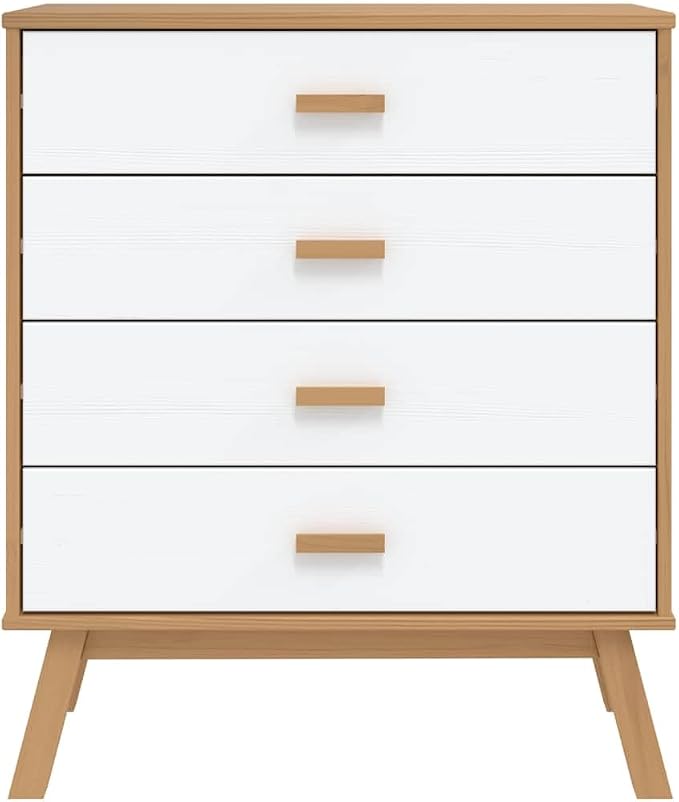 Scandinavian Drawer Cabinet in White and Brown - Image 7