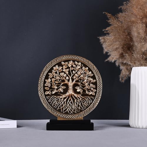 Abstract Circular Tree of Life Decorative Sculpture, Black and Gold Home Decor, Modern Art Home Accent Suitable for Office Shelves, Coffee Tables, and Above Cabinet Decorative Statue. - Image 5