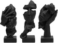 prosfalt 3 Pcs Thinker Statue, Silence is Gold Abstract Art Figurine, No Hear No See No Speak Modern Home Resin Sculptures Decorative Objects Decor for Home Office Bookshelf Desktop(Black) (A-41) by Unknown