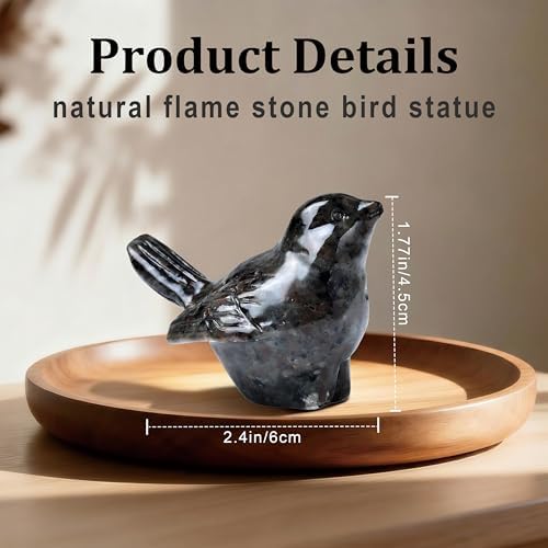 Natural Flame Stone Crystal Bird Figurine, Animal Home Decor - Image 2