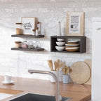 RICHER HOUSE 3-Set Walnut Floating Wall Shelves, Bathroom Shelf Over Toilet - Image 5