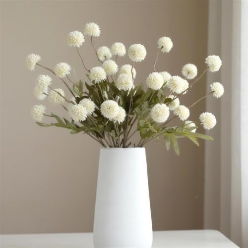 Artificial Flowers for Vase 10 Pcs, 20 in Fake Mums Long Stems White by MSIUE
