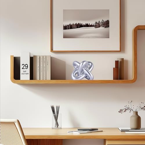 Silver Knot Sculpture, Three Knot Sculpture Silver Home Decor Accent, Suitable for Rustic Style Coffee Tables, Living Room Dining Tables, entryway Shelves, and Small Decorations. - Image 3