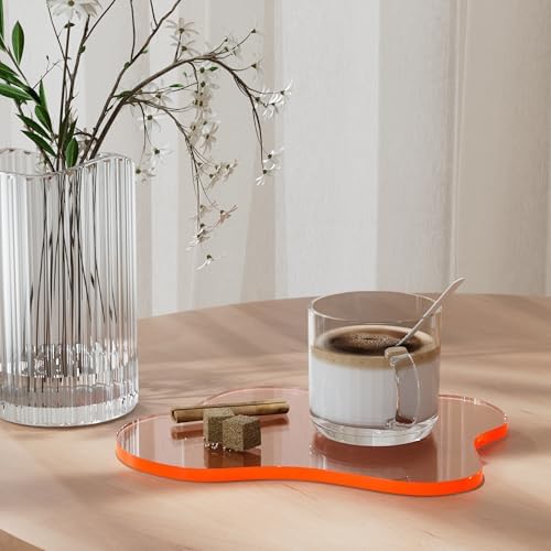 Acrylic Coaster Decorative Plates,Coral Pink Bar Drink Coaster, Clear Cloud Shape Coffee Cup Coaster, Perfect for Tabletop Protection and Accessories Display.(Coral Pink) - Image 3
