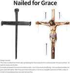 LeMeeOly Jesus Christ Crucifixion Nail Metal Cross Wooden Base, Baptism & Religious Gifts for Men Women,Christian Home Decor (Aroma Diffuser Wood) - Image 3