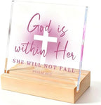 Christian Gifts for Women, Pink Bible Verse Artwork, Acrylic Christian Decor - Inspirational Spiritual Gifts for Friends, Sister, Mom - Religious Room Decor for Home, Office, Dorm by Olicard