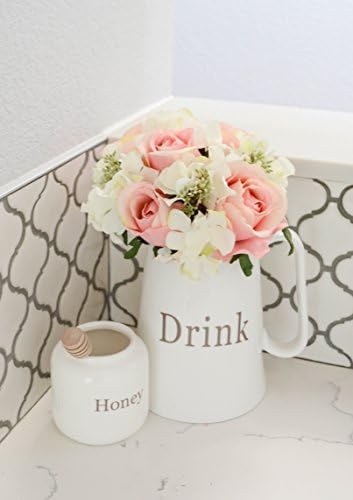 Admired by Nature 4 pcs 9 Stems Faux Hydrangea Rosa Flower Bouquet, Fake Flowers for Bride Bridesmaid, Centerpieces Artificial Flower Arrangement Home Décor, Cemetery Decorations for Grave, Blush - Image 3