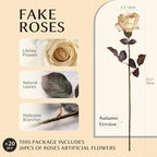 Artificial Flowers Artificial Roses 23.2In Fake Roses Long Stem Artificial Flowers for Tall Vase Silk Rose Suitable for Indoor Decor Wedding Party Decor DIY Bouquet Autumn (Milky White，20PCS) - Image 2