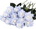 Kimura's Cabin 12pcs Real Touch Roses Artificial Flowers Lifelike Rose,Blue by WeddingPartyArrangementBouquetsDecorationArtificialFlowers