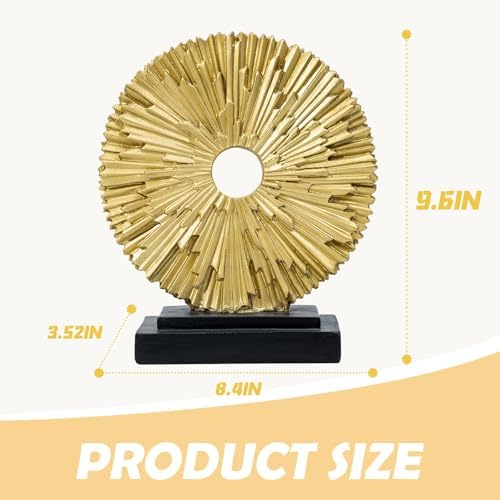 Round Statue for Home Decor, Abstract Office Desk Sculpture for Men,Gold - Image 2