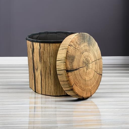 Sorbus Tree Stump Stool, Toy Storage Ottoman 15 Inch Fake tree stumps Log Stool - Image 5