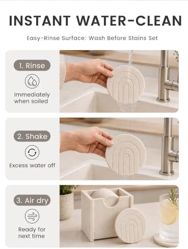 Fluxynara Felt Coasters with Holder, Set of 8 for Drinks, Linen Dusk - Arch - Image 6