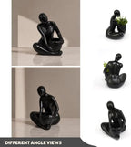 SENEA KAY Modern Abstract Statue with Removable Faux Succulents Plants – Figurine Home Decor Accents, Coffee Table Shelf Styling. Collectible Art Luxury Gift Items Woman Thinker Sculpture (Black) - Image 6