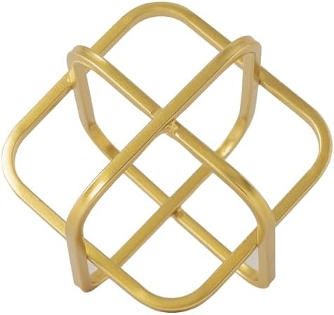 5.5" Gold Metal Geometric Sculpture, Modern Square Decorative Sphere - Image 5