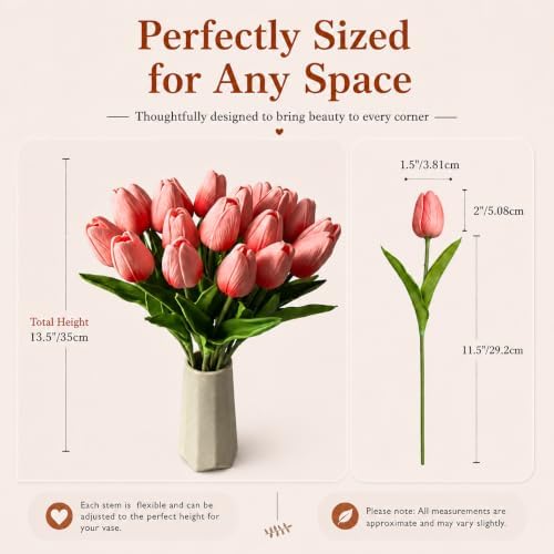 Mandy's 20pcs Artificial Coral Pink Tulips - Image 3