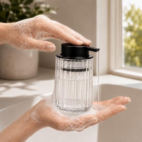 2 PCS Glass Bathroom Accessories Set, Lotion Dispenser & Toothbrush Holder - Image 3
