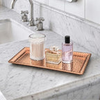 Monarch Abode Decorative Tray – 16-Inch Hand Hammered Copper Plated Metal Bathroom Tray Countertop, Vanity Trays Organizer, Perfume Plate for Dresser, Kitchen Countertop Large Fruit Platter - Image 6