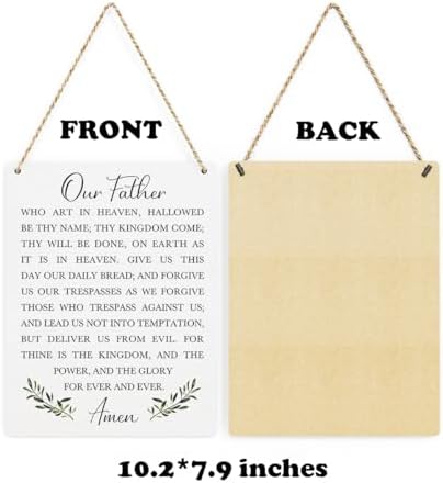 Christian Bible Verses Wall Decor Our Father Prayer Wall Decoration The Lords Prayer Wooden Hanging Sign Scripture Wall Art for Home Living Room Bedroom Home Wall Decor 8x10 Inches Religious Gift - Image 7