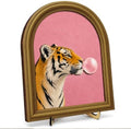 Whimsical Tiger Bubble Gum Pink Wall Art Sign Funky Table Decor by Unknown