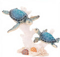 Sea Turtle Decor Figurine Blue Turtle Swimming on Coral Reef Base Coastal Bathroom Beach House Decor (Blue Sea Turtles) by CornerMerchant