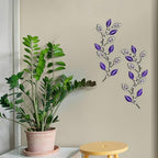 sxnzequnze 2 Set Metal Tree Leaf Wall Art for Home Decor Living Room Bedroom Dining Room Bling Rhinestone, 3D, Iron Branch Hanging Leaf Sculpture Art Pieces -Purple 16.5in*6.7in - Image 4