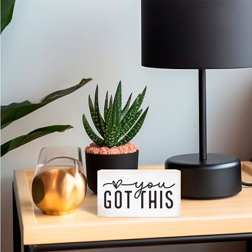 Rustic Wooden Block Sign - You Got This - 5"X3" Pine Wood Plaque, Home & Garden Decor, Christmas Housewarming Gift For Friends, Desk & Tabletop, Shelf Accessories - A18 - Image 3