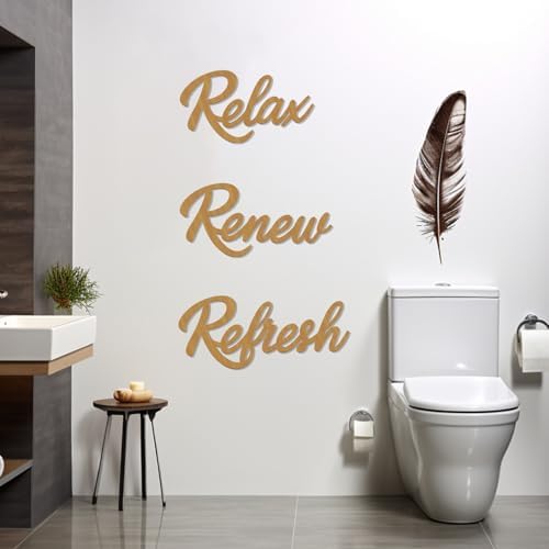 3 Pcs Bathroom Wall Decor Bathroom Wall Art Relax Renew Refresh - Image 7