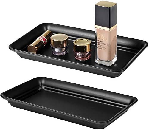 SheeChung Metal Vanity Tray, Bathroom Counter Storage Tray, Black 2 Pack by SheeChung