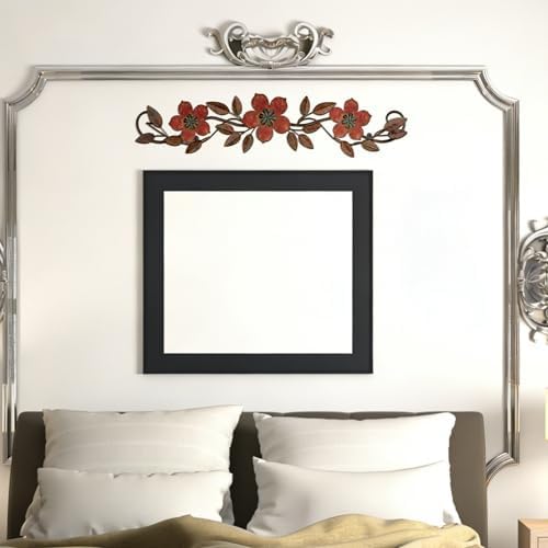 Wesiti Metal Flower Wall Art Decor Vintage Wrought Scroll, Red - Image 6