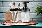 SheeChung Mason Jar Foaming Soap Dispenser and Toothbrush Holder Set, Black - Image 5