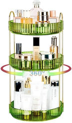 360 Rotating Makeup Organizer - Large Capacity Spinning Perfume & Cosmetic Skincare Holder for Vanity & Countertop (Gem Green, 3 Tier) by Niluks