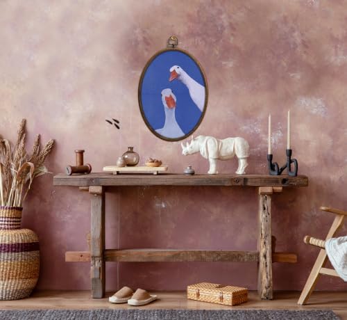 Vintage Whimsical Goose Art, Cottage Core Oval Wall Decor, Waterproof - Image 3