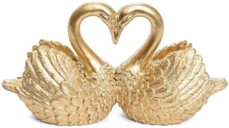 Gold Swan Figurine Decor, Lover Swan Animal Statues Craft Ornaments by Kakizzy