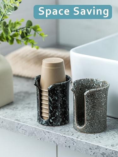 Bathroom Cup Dispenser 3 OZ, Ceramic Bathroom Cup Holder, Black - Image 7