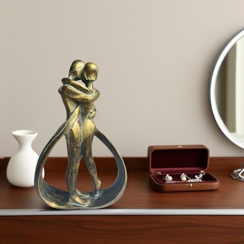 Resin Couple Modern Sculptures Home Decor Romantic Gift for Weddings Valentine's Day and Anniversaries Decoration Figurine for Girlfriend, Bridal Shower, Engagement (Bronze) - Image 6